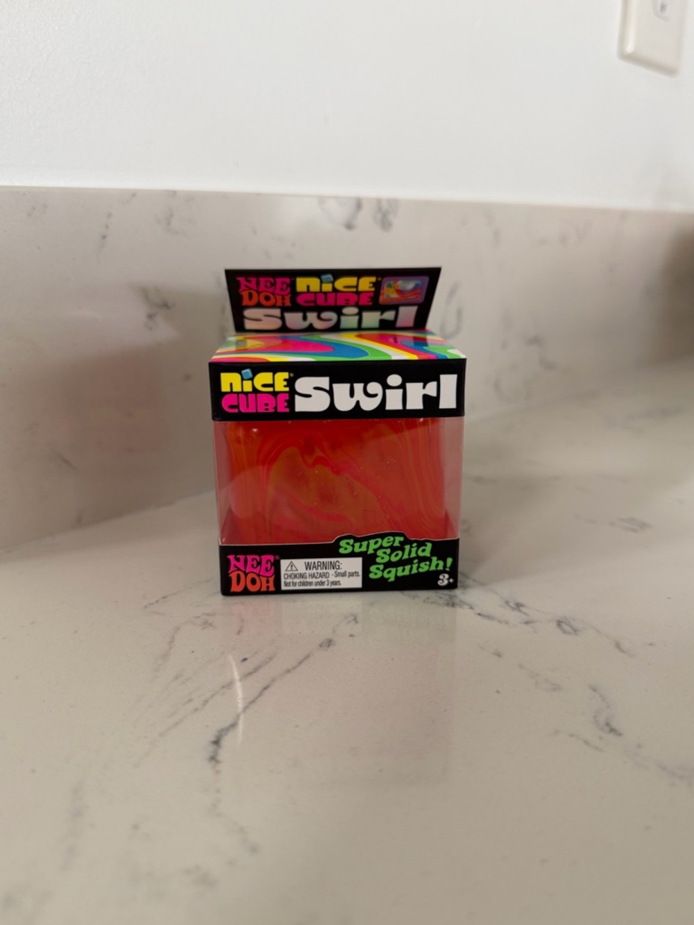 Nee Doh Nice Cube Swirl Squish Toy Orange Swirl